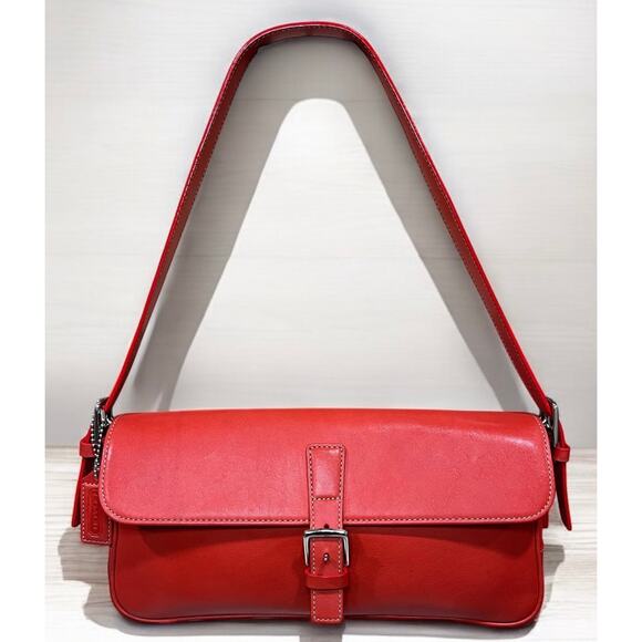 Vintage Coach 7784 Hamptons Leather Demi Buckle Flap Shoulder Bag - Picture 1 of 13